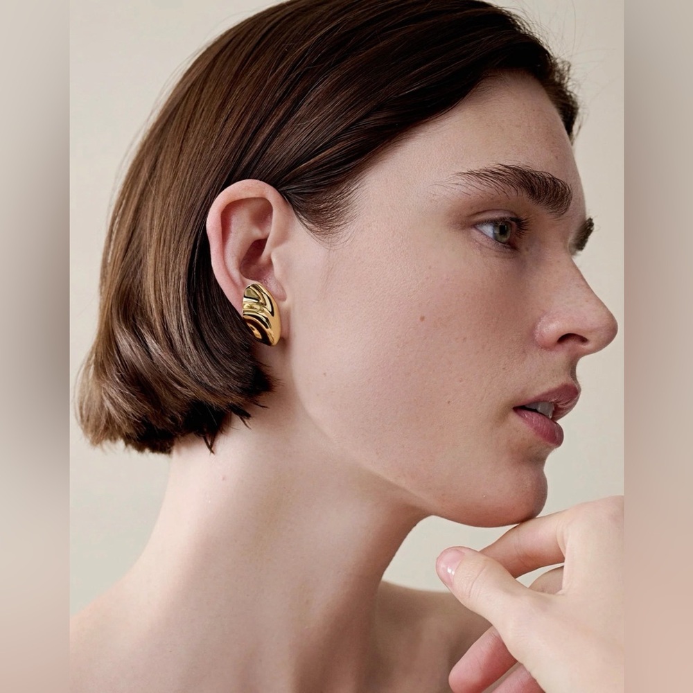Jenny Bird Portia Earrings Gold High Polish Sculptural Studs